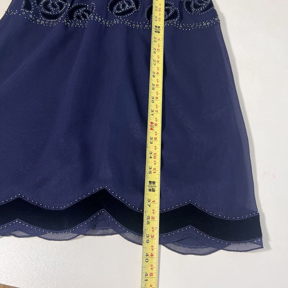 Vintage Nine West Silk Dress Size 6 Blue Beaded HOCO Formal Event Y2K Fairy - Picture 6 of 7